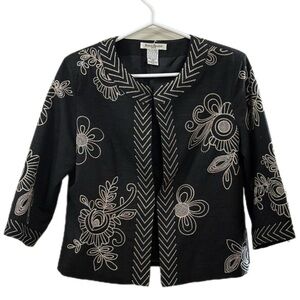 Susan Bristol Black Floral Embroidered Blazer